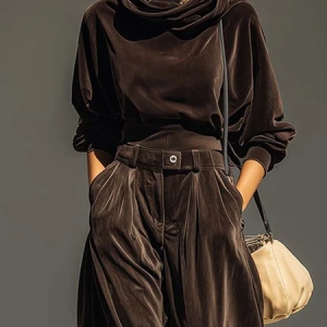 Velvet Casual Plain Hoodie Blouse, Blouses and Shirts, color:Brown|size:XXL, Stylewe