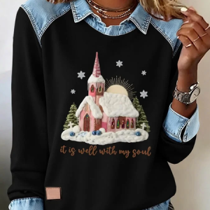 Vintage Shawl Collar Christmas Sweatshirt, Hoodies & Sweatshirts, color:Black|size:5XL, catalog Noracora shop