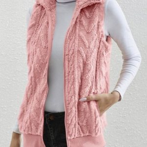 Polyester Cotton Stand Collar Elegant Vest, Vest, color:Pink|size:4XL, catalog Noracora shop