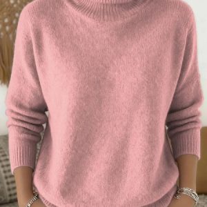 Women Plain Long Sleeve Comfy Vintage Sweater, Sweaters, color:Pink|size:4XL, catalog Noracora shop
