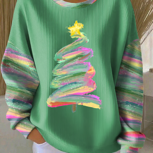 Women Christmas Crew Neck Printing Casual Spring/Fall Long Sleeve Sweatshirt, JustFashionNow Sweatshirts & Hoodies, color:Green|size:4XL,