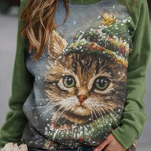 Casual Crew Neck Color Block Sweatshirt Printing, Hoodies & Sweatshirts, color:Dark Green|size:5XL, catalog Noracora shop
