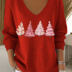 Women Cotton Plants Long Sleeve Comfy Casual Sweater, Sweaters, color:Red|size:3XL, catalog Noracora shop
