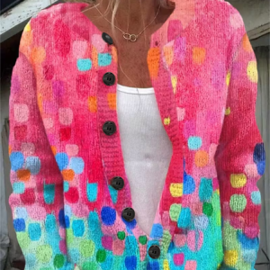 Women Abstract Long Sleeve Comfy Vintage Printing Cardigan, Cardigans, color:Pink|size:5XL, catalog Noracora shop