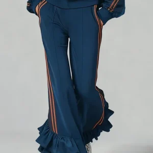 Casual Color Block Peplum Flare Pants, Pants, color:As Picture|size:XXL, Stylewe