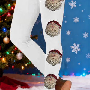 Women Santa Claus Casual All Season Printing Long Leggings, JustFashionNow Leggings, color:White|size:XXL,