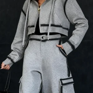 Casual Gradient Pattern Hooded Jacket, Jackets, color:Gray|size:XXL, Stylewe