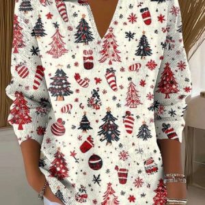 Women Christmas Long Sleeve Comfy Vintage Sweater, Sweaters, color:Wine Red|size:4XL, catalog Noracora shop