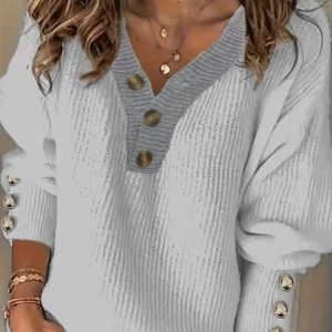 Women Plain Long Sleeve Comfy Street Split Joint Sweater, Sweaters, color:Gray|size:5XL, catalog Noracora shop