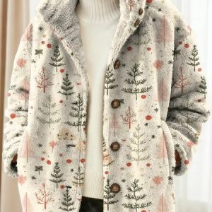 Women Winter Outerwear Vintage Christmas Long Sleeve Jacket, Coats, color:As Picture|size:4XL, catalog Noracora shop