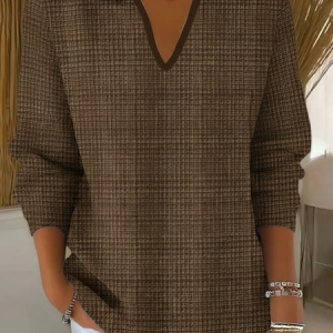 Women Abstract Printing Spring/Fall Casual Long Sleeve Shawl Collar Sweater, JustFashionNow Sweaters, color:Brown|size:4XL,