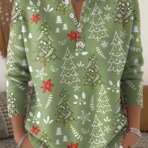 Women Christmas Long Sleeve Comfy Casual Sweater, Sweaters, color:Green|size:4XL, catalog Noracora shop