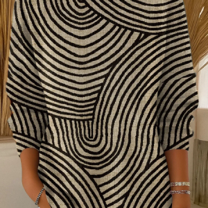 Women Abstract Long Sleeve Comfy Casual Printing Sweater, Sweaters, color:Khaki|size:5XL, catalog Noracora shop