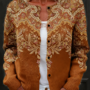 Women Knitted Geometric Long Sleeve Comfy Vintage Cardigan, Cardigans, color:Tan|size:5XL, catalog Noracora shop