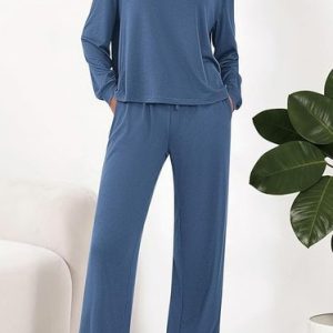 Casual Plain Regular Fit Pajama Set, Jumpsuits&Rompers, color:Blue|size:3XL, catalog Noracora shop