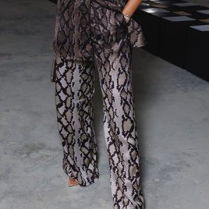 Urban Snakeskin Printing Straight Pants, Pants, color:As Picture|size:XXL, Stylewe