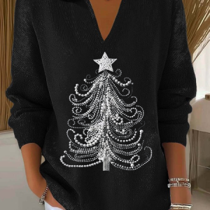 Women Christmas Long Sleeve Comfy Casual Printing Sweater, Sweaters, color:Black|size:4XL, catalog Noracora shop