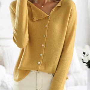 Women Plain Long Sleeve Comfy Casual Sweater, Sweaters, color:Yellow|size:XXL, catalog Noracora shop