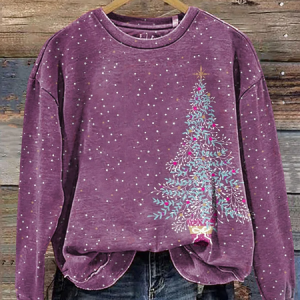 Women Christmas Crew Neck Printing Casual Spring/Fall Long Sleeve Sweatshirt, JustFashionNow Sweatshirts & Hoodies, color:Purple|size:XXL,