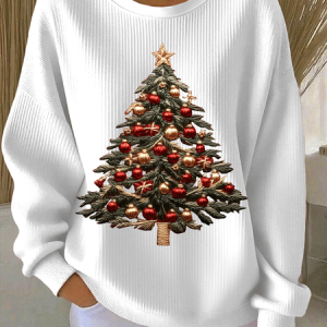 Women Christmas Crew Neck Printing Casual Spring/Fall Long Sleeve Sweatshirt, JustFashionNow Sweatshirts & Hoodies, color:White|size:5XL,