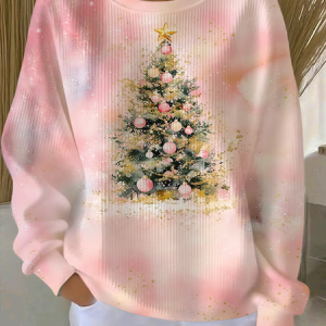 Casual Crew Neck Christmas Sweatshirt Printing, Hoodies & Sweatshirts, color:Pink|size:5XL, catalog Noracora shop