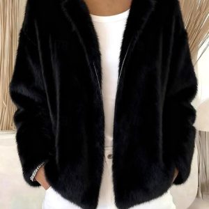 Women Winter Outerwear Casual Plain Long Sleeve Hoodie Jacket, Outerwear, color:Black|size:3XL, catalog Noracora shop