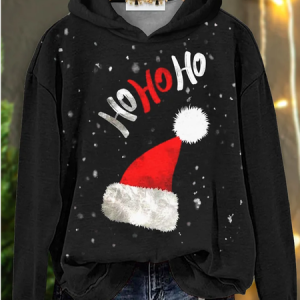 Women Christmas Spring/Fall Printing Long Sleeve Casual Daily Hoodie, JustFashionNow Sweatshirts & Hoodies, color:Black|size:XXL,