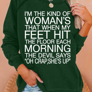 Casual Crew Neck Text Letters Sweatshirt, Hoodies & Sweatshirts, color:Dark Green|size:3XL, catalog Noracora shop