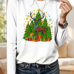 Vintage Floral Crew Neck Long Sleeve T-shirt, T-shirts, color:White|size:3XL, catalog Noracora shop