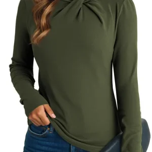 Elegant Plain Long Sleeve T-shirt, T-shirts, color:Army Green|size:XXL, catalog Noracora shop