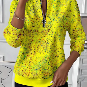 Women Abstract Crew Neck Printing Casual Spring/Fall Long Sleeve Sweatshirt, JustFashionNow Sweatshirts & Hoodies, color:Yellow|size:XXL,