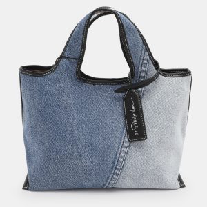 3.1 Phillip Lim Washed Blue Denim Mini Market Tote, Tote Handbags - Luxury Closet