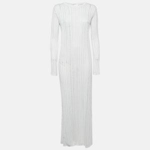 Sopho Handmade White Knit Long sleeve Maxi Dress S, Dresses - Luxury Closet