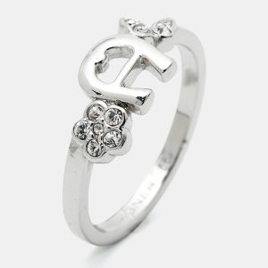 Aigner Logo Crystals Silver Tone Ring Size 56, Jewelry - Luxury Closet
