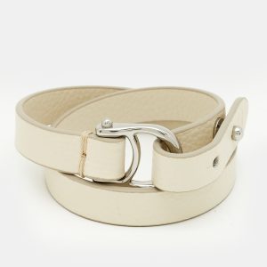 Aigner Logo Leather Silver Tone Wrap Bracelet, Jewelry - Luxury Closet