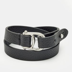Aigner Logo Leather Silver Tone Bracelet, Jewelry - Luxury Closet