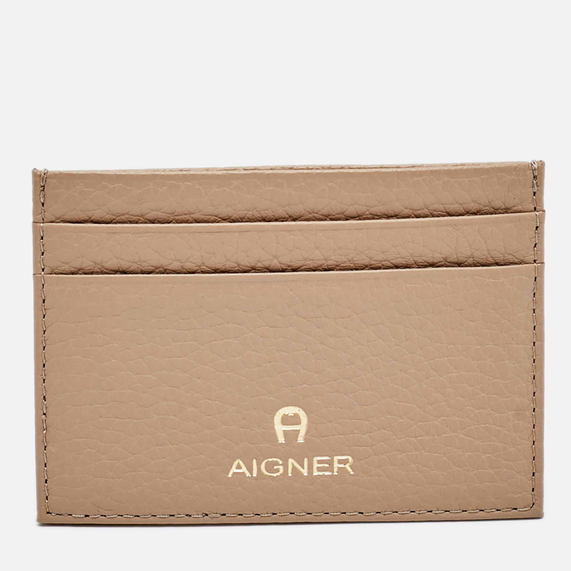 Aigner Beige Leather Card Holder, Wallets & Money Clips - Luxury Closet