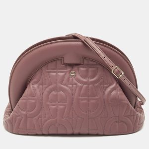 Aigner Purple Leather Medium Logo Pochette, Clutches & Special Occasion Bags - Luxury Closet