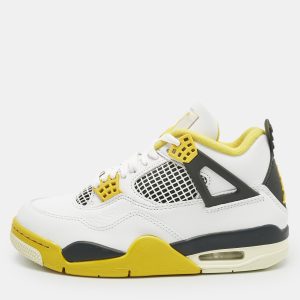 Air Jordans White Leather Jordan 4 Retro Vivid Sulfur Sneakers Size 37.5, Athletic Shoes & Sneakers - Luxury Closet