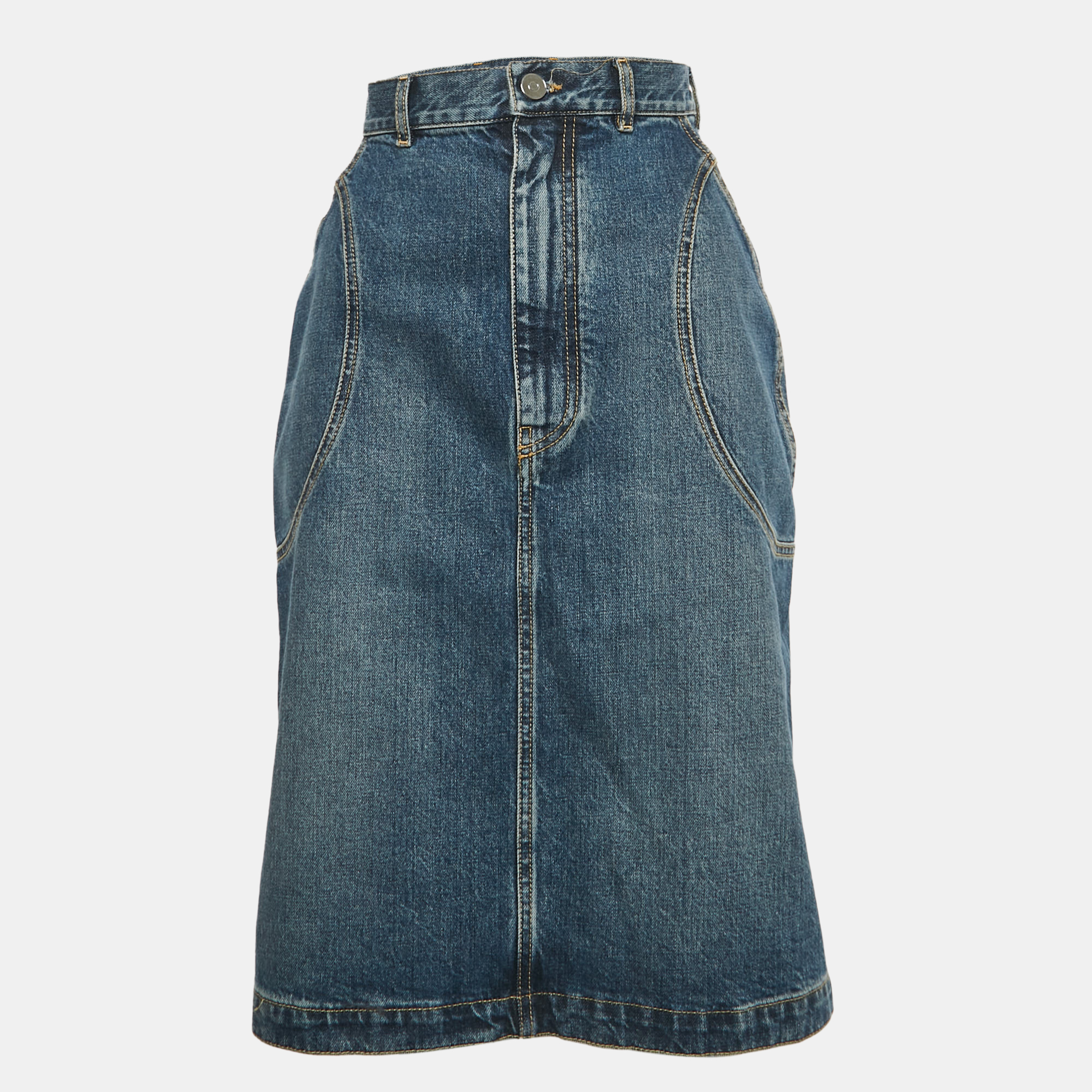 Alaia Blue Stone Denim Pencil Skirt M, Skirts - Luxury Closet