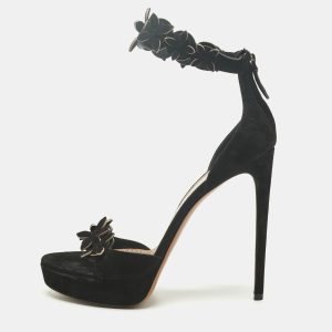 Alaia Black Suede Platform Ankle Strap Sandals Size 41, Sandals - Luxury Closet