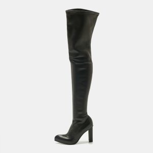 Alexander McQueen Black Leather Thigh High Boots Size 40, Boots - Luxury Closet