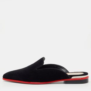 Alexander McQueen Black Velvet Ofelia Pointed Toe Flat Mules Size 36, Sandals - Luxury Closet