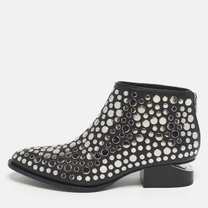 Alexander Wang Black Leather Studded Kori Ankle Boots Size 36.5, Boots - Luxury Closet