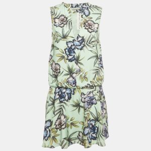 Alice + Olivia Green Floral Print Crepe Mini Dress M, Dresses - Luxury Closet