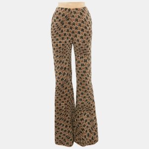 Amiri Brown MA Swirl Stretch Velvet Flared Trousers M, Clothing - Luxury Closet