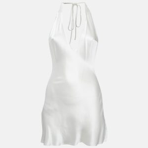 Are you am I White Satin Silk Atla Mini Dress S, Dresses - Luxury Closet