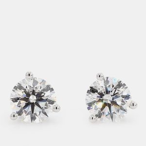 3.00 cts Round Lab Grown Diamond 14k White Gold 3 Prong Martini Studs, Earrings - Luxury Closet