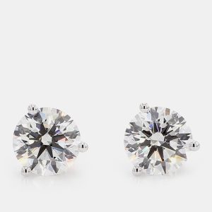 4.00 cts Round Lab Grown Diamond 14k White Gold 3 Prong Martini Studs, Earrings - Luxury Closet