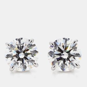 9.07 cts Round Lab Grown Diamond 14k White Gold 4 Prong Basket Studs, Earrings - Luxury Closet
